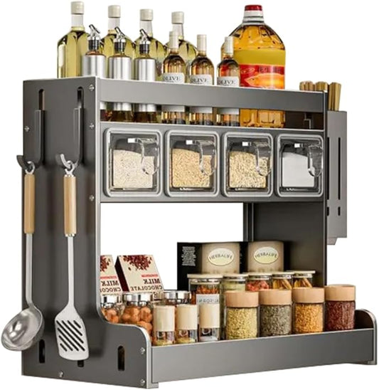 Spice Shelf - Kitchen Seasoning Rack (4 Boxes) - Wall Mount