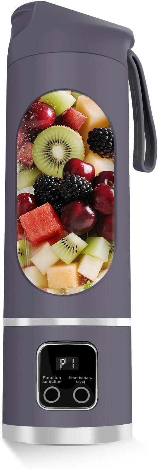 Portable Blender, USB Personal Juicer for Shakes and Smoothies, 500ML Rechargeable with 12 Blades, Mini Electric Mixer for Travel Home Office (Purple)