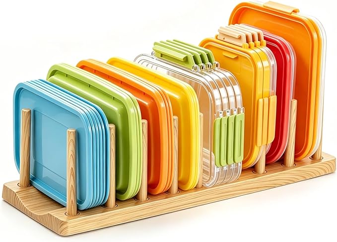 Pot Lid Organizer, Sturdy Plastic Pan Lid Organizer Rack