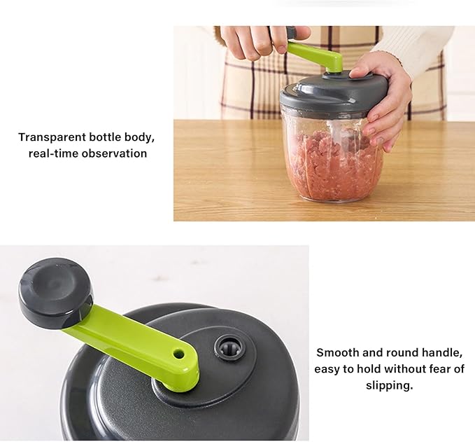 Hand Crank Food Processor Efficient Manual Vegetable Chopper Dishwasher Safe Container Fast Meal Prep Hand Crank Food Processor