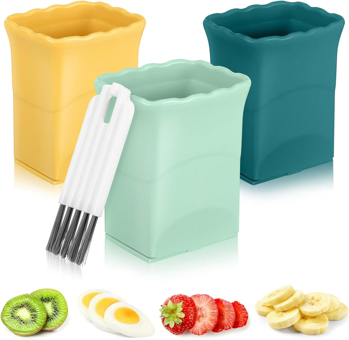 3 Pack Fruit Slicer Cup Stainless Steel Strawberry Cutter