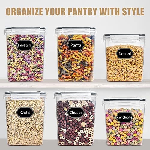 Flour Storage Containers 5.2L, 4 PCS Food Storage Containers, Black