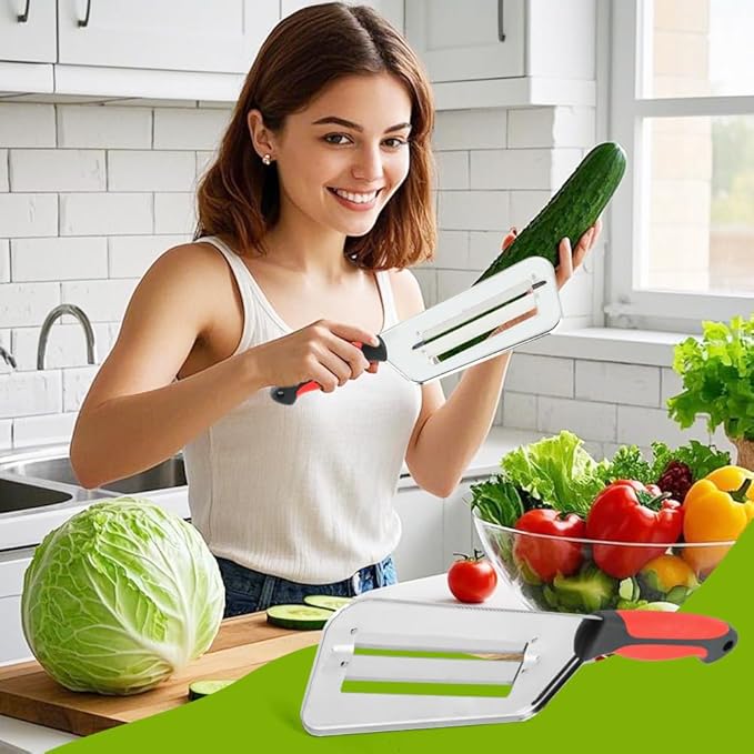 Cabbage Shredder Lettuce Chopper Lettuce Shredder Stainless Steel Cabbage Slicer for Kitchen Fruit Vegetable Slicer(Red)