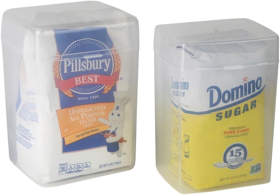 Set of 2-1 Flour Keeper and 1 Sugar Keeper Plastic Storage Container