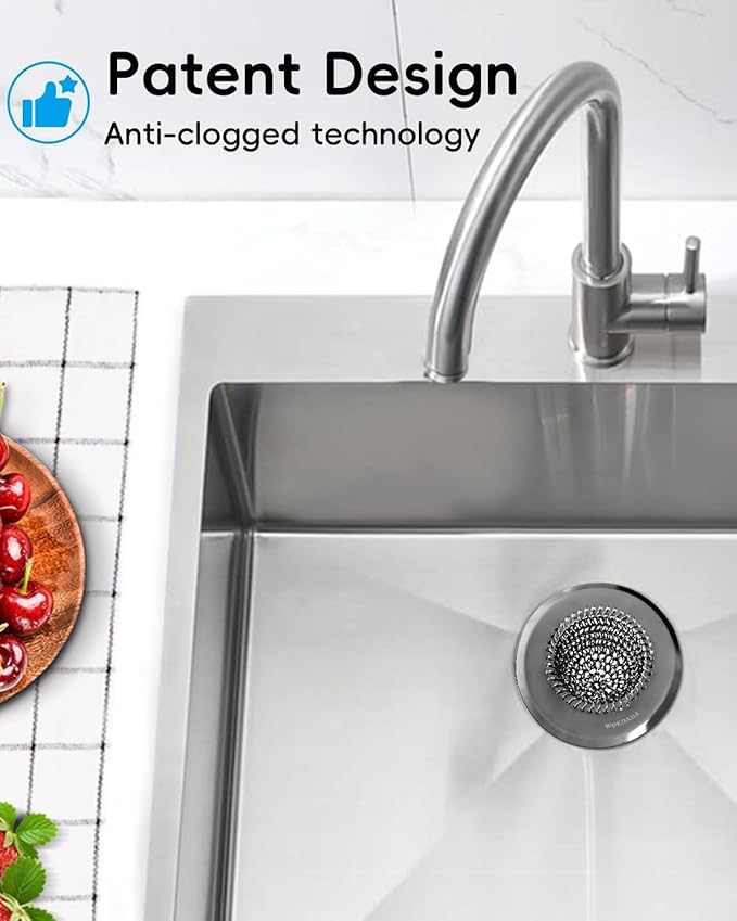 Revolutionary Kitchen Sink Drain Strainer, Patented Reversible Kitchen Sink Strainer, 304 Stainless Steel Sink Strainer Basket, Anti-Clogging & Handmade, Fit US Standard 3-1/2'' Sink Hole, Black