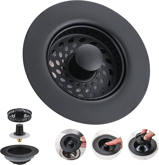 Kitchen Sink Drain Strainer, Matte Black