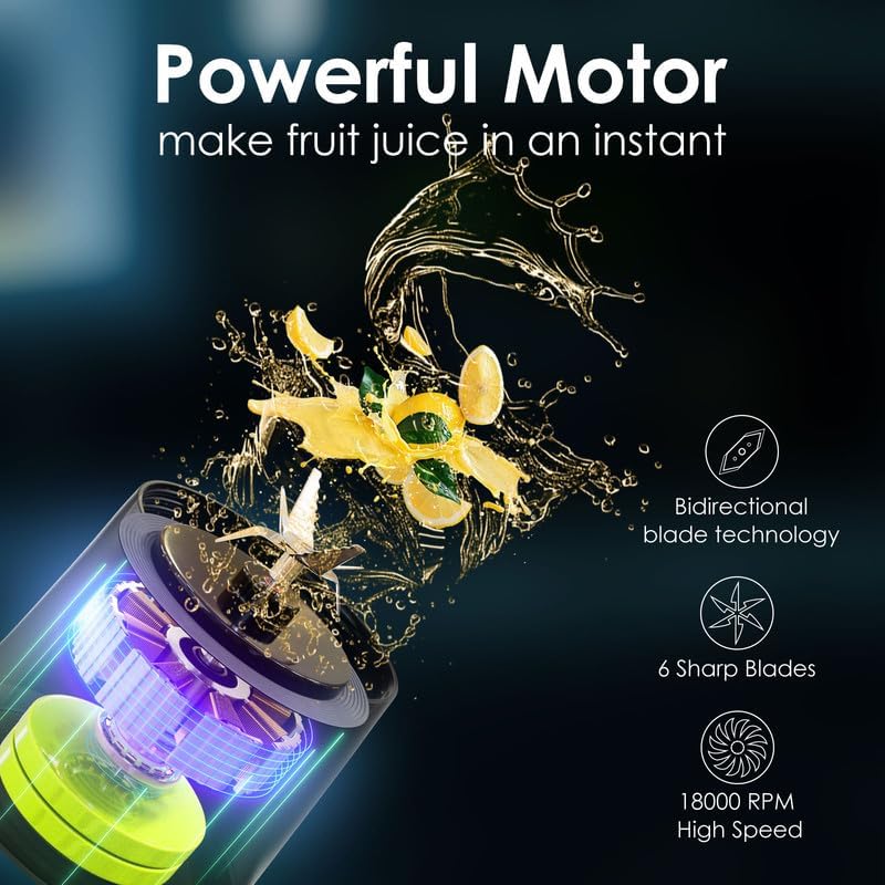Personal Blender Wireless 24oz Cordless Mini 360 Watt Portable Blender-for Smoothies Freshly Squeezed Juices 6000mAh Self Cleaning and BPA Free Portable Juicer with 6 Sharp Blade Cute Pink - Image 2