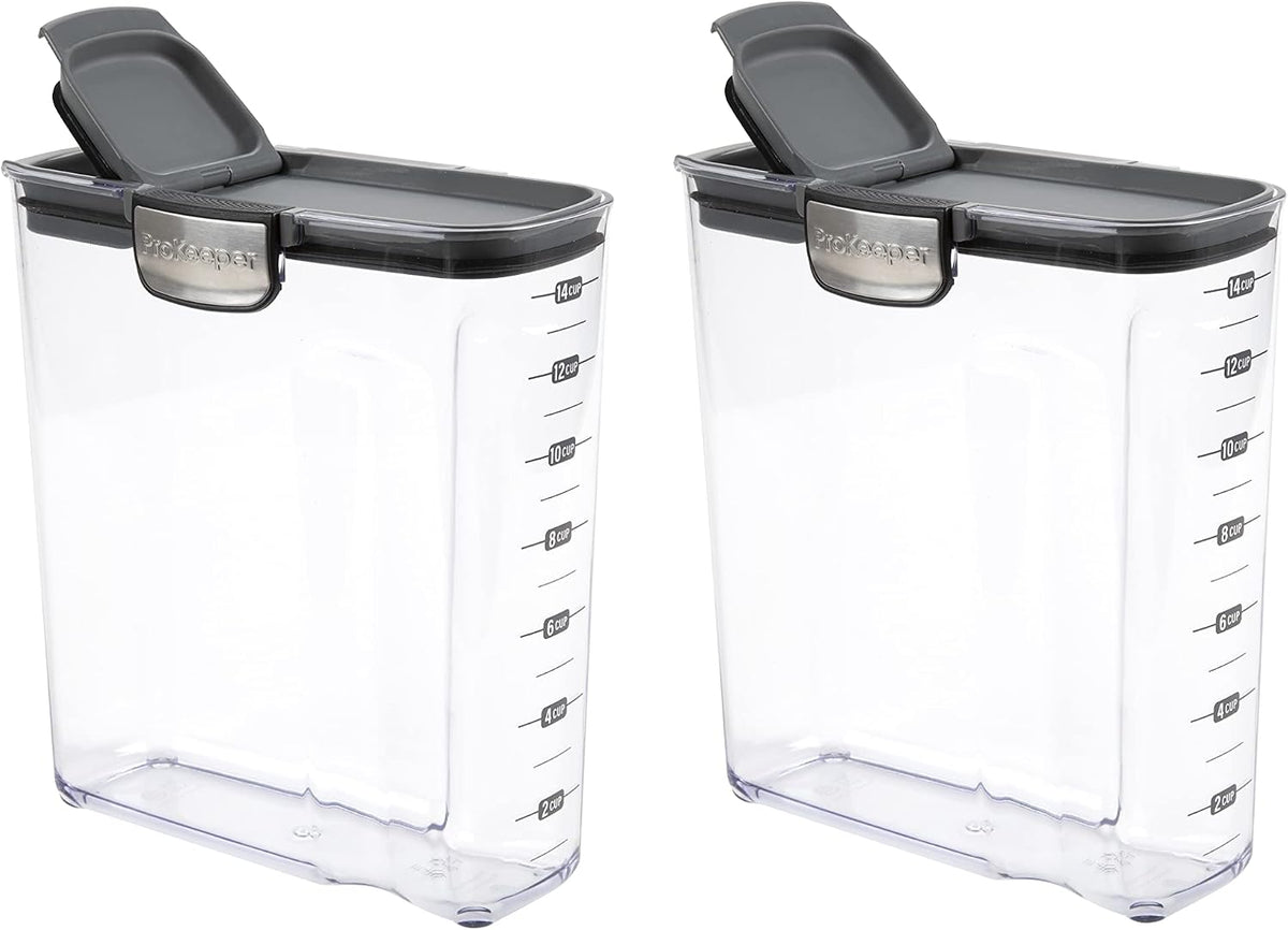 International ProKeeper+ Clear Plastic Airtight Food Baker's Kitchen Storage Organization Container Canister Set with Magnetic Accessories, 2- Piece Set (Cereal 4.2-Quart)