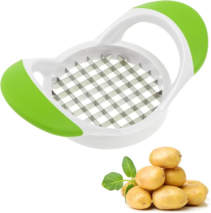 Cabilock French Fry Cutter, Stainless Steel French Fry Slicer with Handle, Fast Manual Cutter Chopper for Potato Carrots Onions Fruit, Kitchen Tool for Home and Picnic