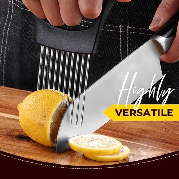 3PCS Stainless Steel Onion Slice Holder, 2024 New Onion Holder for Slicing, ultifunctional Fruit Egg Slicer Onion Pin Slicer Loose Meat Pin, Kitchen Chopper Slicing Tool for Onion Potato Lemon