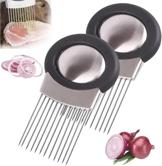 Stainless Steel Vegetable Slicer - Onion & Potato Cutter, Lemon Slicer, Kitchen Chopper Assistant Tool (2, Style A)