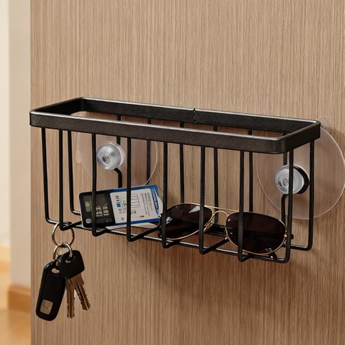 JANE'S CUTIE Kitchen Sink Sponge Holder, Kitchen Sink Sponge Rack, Sink Box, Dishwashing Soap Holder (Black)