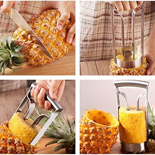 Pineapple Corer Slicer, Pineapple Cutter Stainless Steel Fruit Peeler Corer Slicer Cutter with Sharp Blade For Easy Fast Core Removal