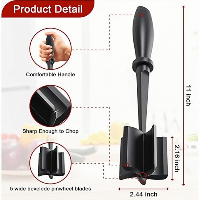 Meat Chopper,Ground Beef Meat Masher,Ground Beef Chopper Tool,Hamburger Smasher Tool,Plastic Meat Spatula Chopper,Meat Separator Kitchen Tool for Food Potato Bean