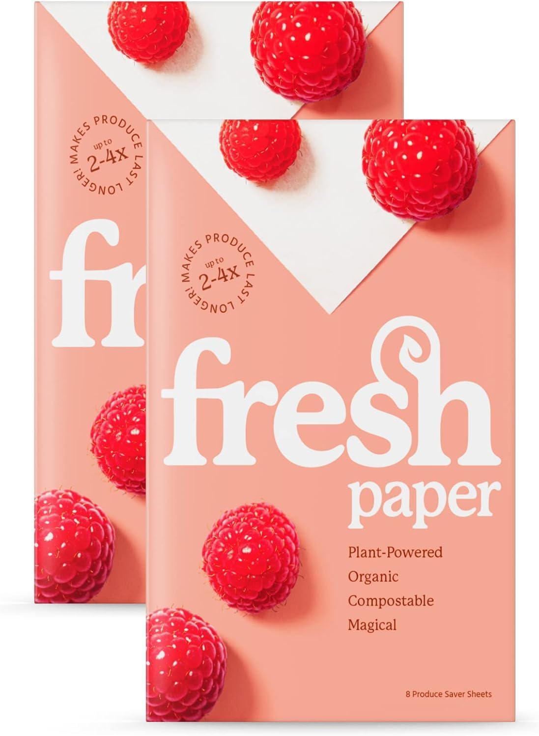 FRESHPAPER Keeps Fruits & Vegetables Fresh for 2-4x Longer, 16 Reusable Food Saver Sheets for Produce (2 Packs), Made in the USA