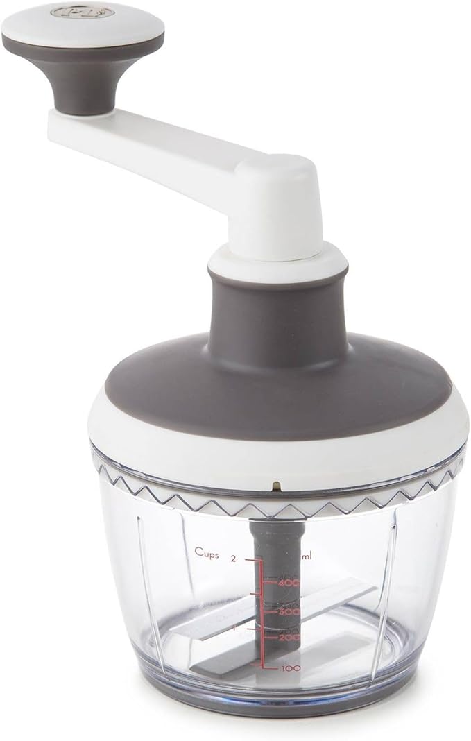 PL8 High-Speed Mini Chopper – Compact Manual Food Processor with Dual-Sided Stainless Steel Blades, Soft Grip Lid & Non-Skid Base, 2 Cup Capacity, Ideal for Herbs, Salsas, Sauces, and Purees