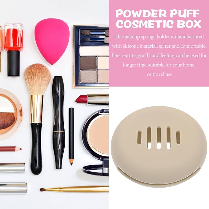 Silicone Makeup Puff Holder Travel Case Portable Powder Puff Storage Blender Cosmetic Breathable Box for Women Compact Design for Makeup Sponge