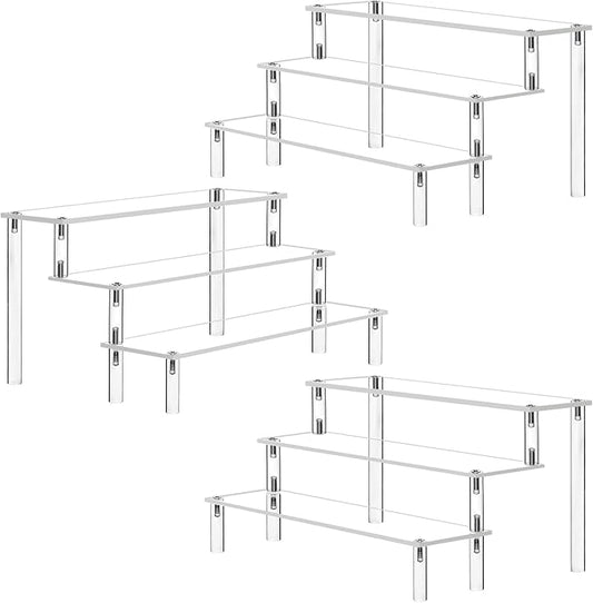 Acrylic Riser Clear Display Stand Cologne Organizer Acrylic Shelves 3 Tier Shelf