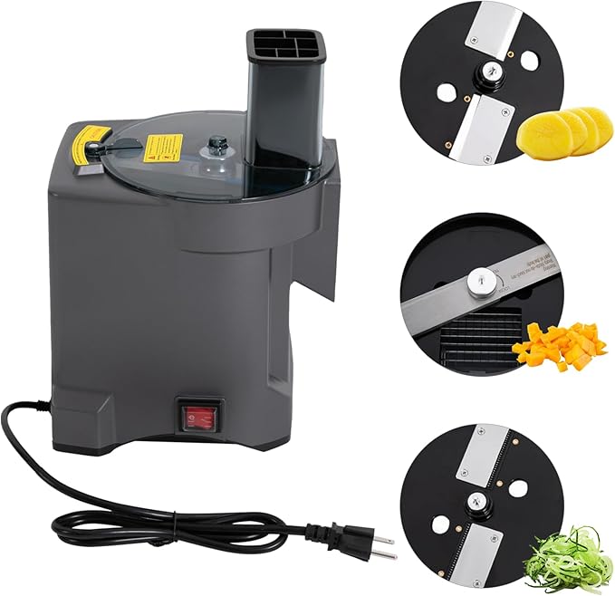 3 in 1 Commercial Vegetable Chopper, 200W Multifunctional Automatic Dicer Slicer Shredder Strip Cutter, Food Chopper Electric with Overheating Protection for Veggies & Fruits