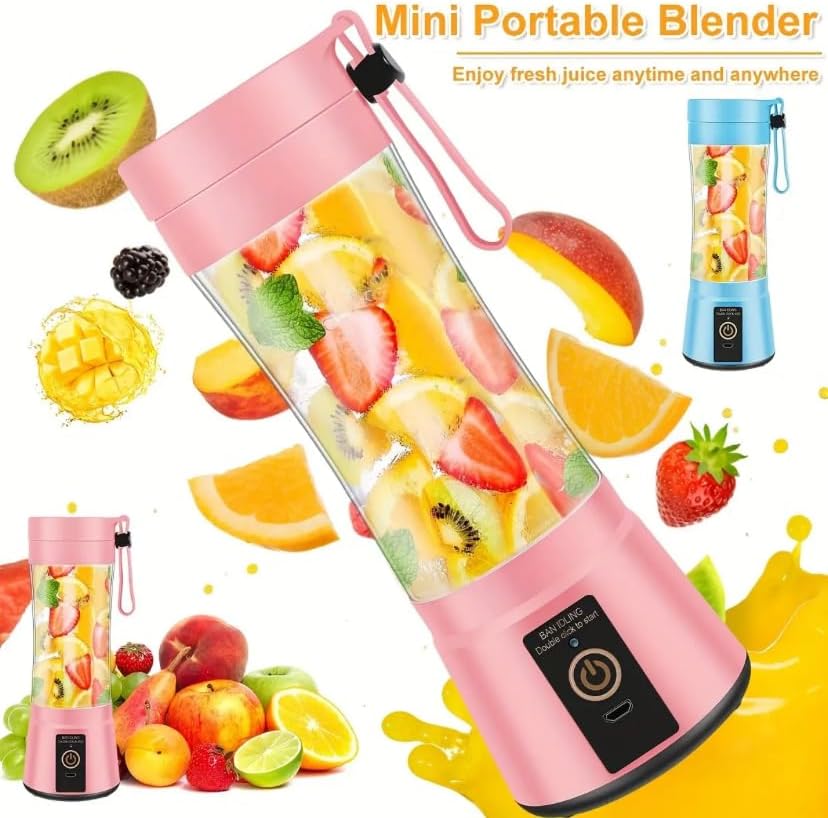 E&M's Portable Blender & Juicer Combo, USB Rechargeable, Pink, Mediam - Image 4