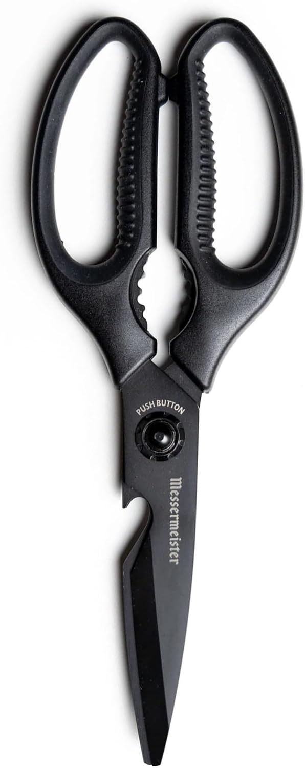 9-Inch Push Button Take-Apart Shears - High-Carbon Stainless Steel & Soft-Grip Handles - Includes Nut Cracker & Bottle Opener