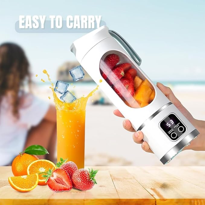 Digital Multimode Juicer Blender - Smart LED Display, Diet-Friendly，Leak Proof Design for Smoothies Liquid Diet, Shakes & Food, 12 Blades | 3-Speed 450ml Portable Blender (Purple)