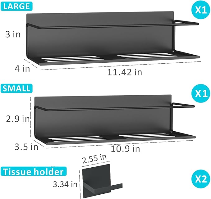 Magnetic Spice Rack For Refrigerator, Space Saving Magnetic Shelf For Fridge Black 2 Pack With Magnetic Paper Towel Holder