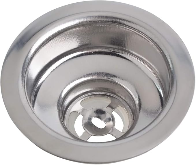 Hydro Master Kitchen Sink Basket Strainer Standard Drains(3-1/2 Inch), Stainless Steel with Rubber Stopper for Kitchen Sinks