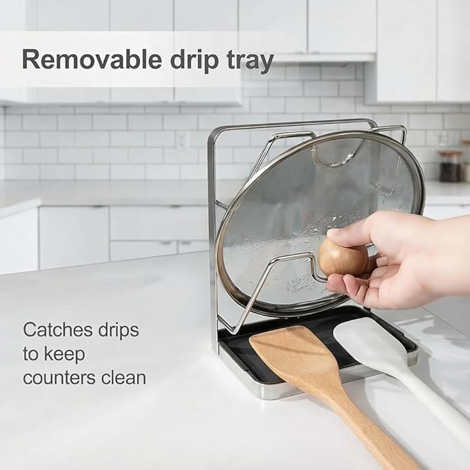Pot Lid Holder and Rack Multi-functional Pot Lid Organizer， Convenient Cooking Designed for Pots with Lid Diameter 7.5 to 14 Inches， Keeps Countertops Clean and Accessible Cooking Tools