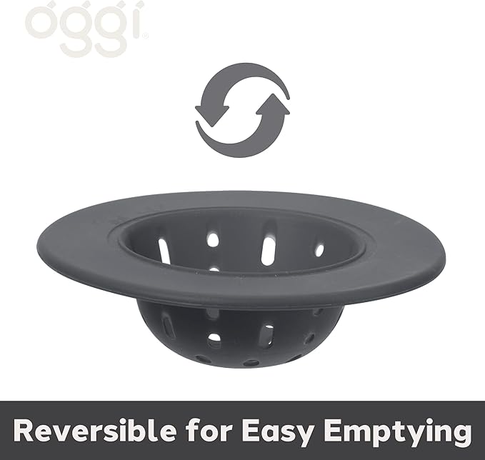 OGGI Silicone Sink Strainer- Great Kitchen Sink Strainer, Sink Drain Strainer, Drain Stopper, Sink Plug, 4.6˝ Diameter Rim, Gray (Pack of 2)