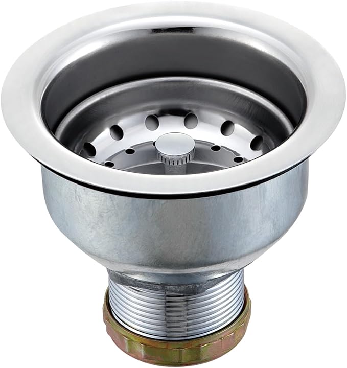 3.5 Inch Kitchen Sink Stainless Steel Deep Cup Drain Assembly, Rustproof Sink Strainer with Leak-Proof Gasket, Deep Cup Sink Drain Srainer.