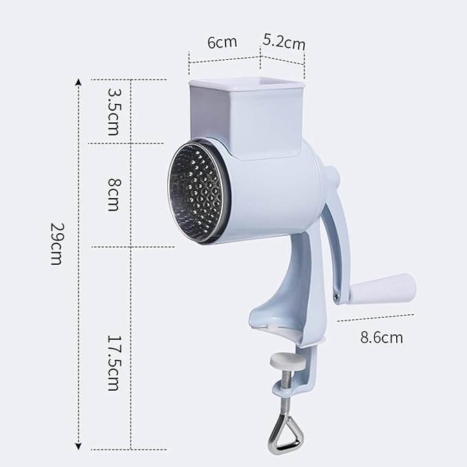 Manual Nut Chopper Grinder, Rotary Cheese Grater Hand Crank Cheese Shredder Multifunctional Dried Fruit Crusher Peanut Masher Grinding Device for All Nuts Walnut Pecan Double Sword White