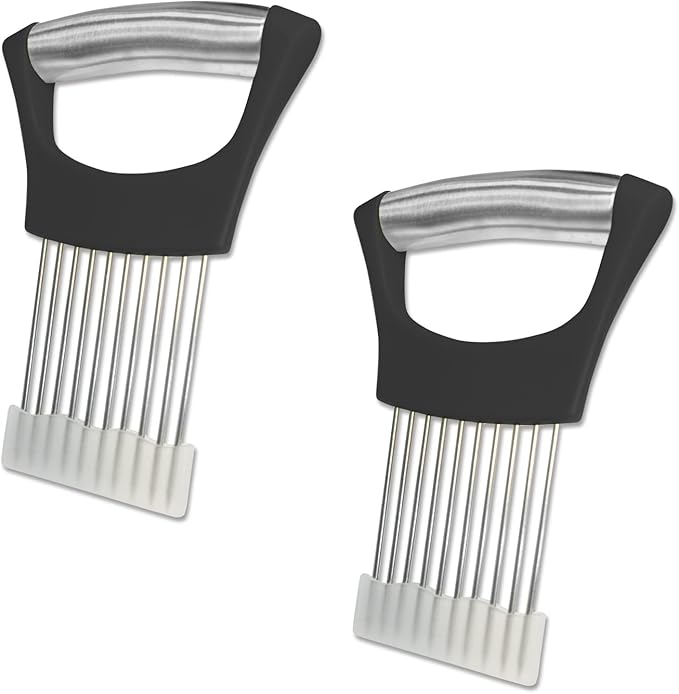 Onion Slicer Holder, Onion | Tomato | Potato | Apple | Egg Holder for Slicing, Vegetables | Fruits Slicer Holder, Meat |Beef Chopper, Multi-Purpose Kitchen Accessory, 2 Pack