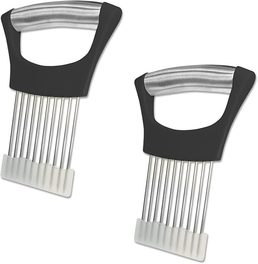Onion Slicer Holder, Onion | Tomato | Potato | Apple | Egg Holder for Slicing, Vegetables | Fruits Slicer Holder, Meat |Beef Chopper, Multi-Purpose Kitchen Accessory, 2 Pack