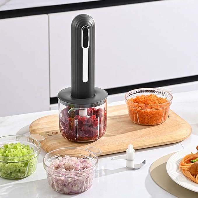 Wireless Electric Food Processor, 4-Cup Portable Food Chopper for Vegetables Meat Garlic, USB Rechargeable Mini Blender with Stainless Steel Blades