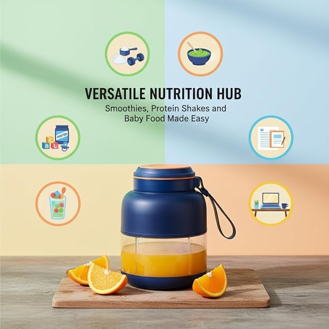 Portable Wireless Juicer Blender Cup: Rechargeable Smoothie Maker with 38 Stainless Steel Blades - Personal Blender for Shakes, Ice Crushing, Travel & Office (white, 800, Milliliters)