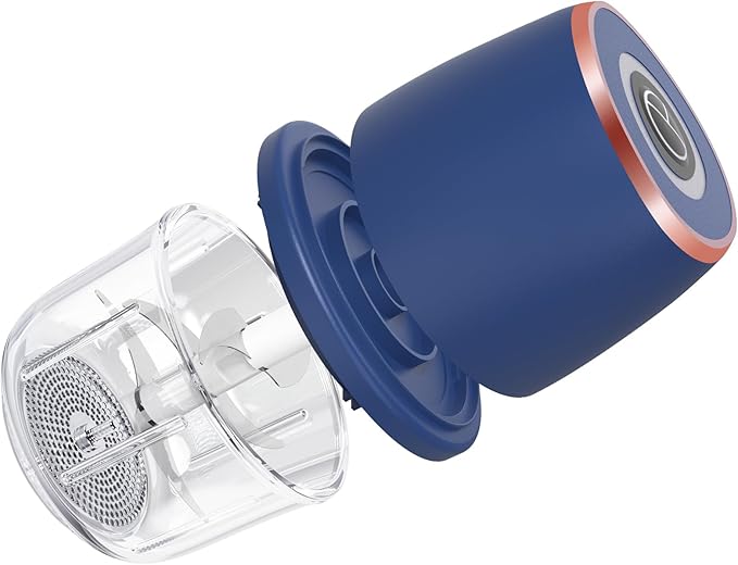 Electric Garlic Chopper, Mini Food Processor & Vegetable Chopper, 350ml Portable Cordless USB Rechargeable Garlic Chopper, Mini Chopper for Onion, Herb, Nut, Easy to Clean Glass Container（Blue）