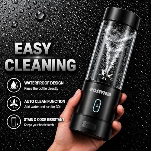 Portable Smoothie blender ROSEVIEW Glass bottle USB rechargeable mini Handheld Ice Shakes Cup 2 blend juicer Cordless Personal smoothies maker Fruit mixer (Steel) (BlackSteel) - Image 6