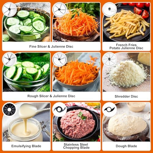 16 Cup Food Processor 600W, 9-in-1 Electric Veggie Chopper & Dough Kneader with French Fry Cutter, Slicing/Shredding/Emulsifying Blades, Family Meal Prep, Beige