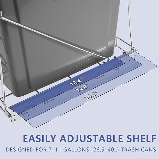 Pull Out Trash Can Under Cabinet: 7–11 Gallons Under Sink Trash Can for Kitchen Requires Min. Cabinet Opening 12"W X 17.5"D X 17.5"H - Cabinet Trash Can Pull Out Kit (Trash Can Not Included)