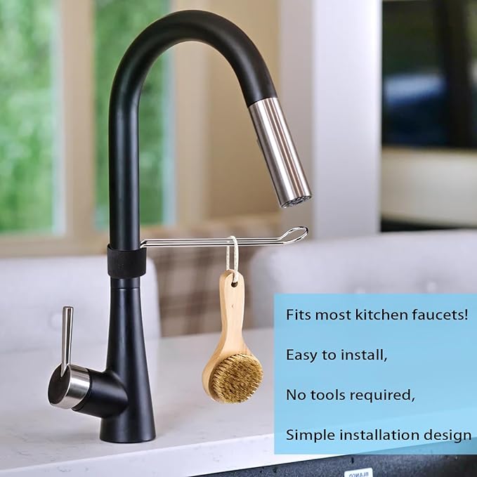 2 Pack Towel Holder for Kitchen Sink Cabinet，Stylish Functional Dish Towel Holder for Multiple Types of Sink faucets (Silver Color)