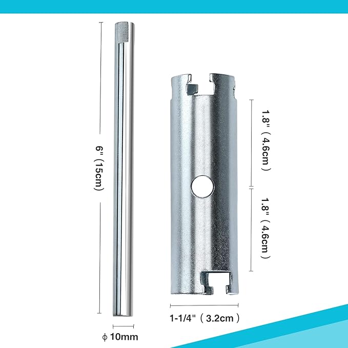 DURATECH Basket Strainer Wrench, Universal Sink Strainer Wrench with Sliding Handle, Double End, 1/2" & 3/8 "