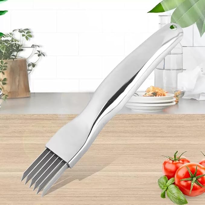 2Pack Green Onion Slicer, Multi-Blade Kitchen Herb Cutter, Professional Scallion Shredding Tool (2, Silver)