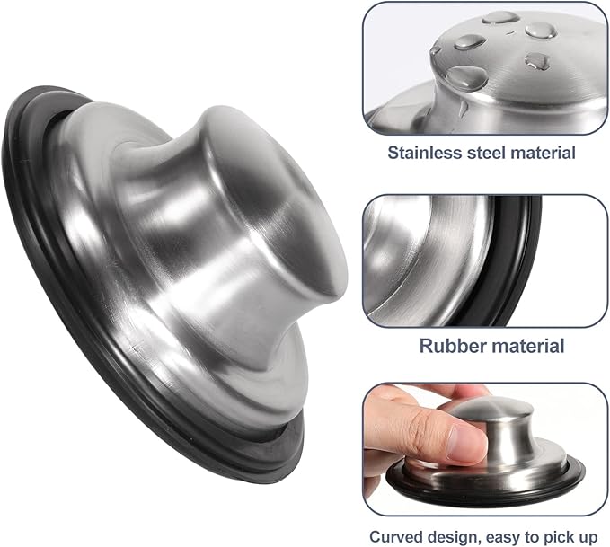 RQYEKDO Kitchen Sink Strainers Sink Stopper Kits, Stainless Steel Sink Drain Strainer Set,Large Wide Rim 4.4" Diameter Food Catcher Garbage Disposal Plug for Most Sink Drains Basket Filter