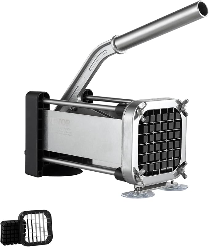 VEVOR French Fry Cutter, Potato Slicer with 1/2-Inch Stainless Steel Blade, Manual Potato Cutter Chopper with Suction Cups, Great for Potato, French Fries, Cucumber, Vegetables, Carrot