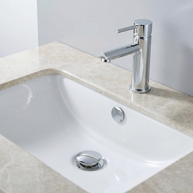 Bathroom Sink Drain, Drain Stopper Bathroom Sink with Overflow, Assembly with Detachable Strainer Basket, Built in Anti Clogging Pop Up Drain Strainer, Stainless Steel Polishing 1Pcs