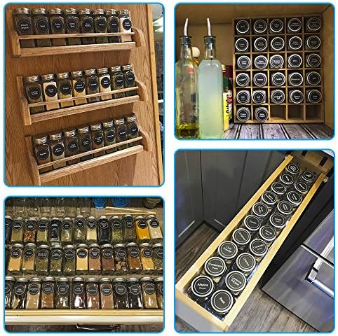 24 Pcs Glass Spice Jars with Labels - 4oz Empty Square Spice Bottles Containers, Condiment Pot, Shaker Lids and Airtight Metal Caps - Silicone Collapsible Funnel