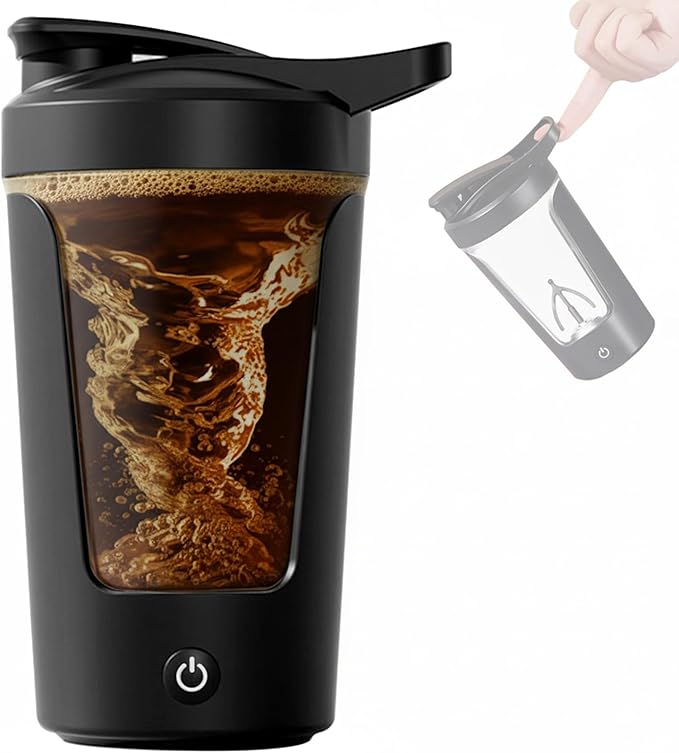 VEREMUND Electric Shaker Bottle, 15oz Portable Coffee Bottle, Leak proof Protein Mixing Cup, USB Rechargeable Shaker Cups for Protein,Milk,Meal Replacement Shakes, Made with Tritan