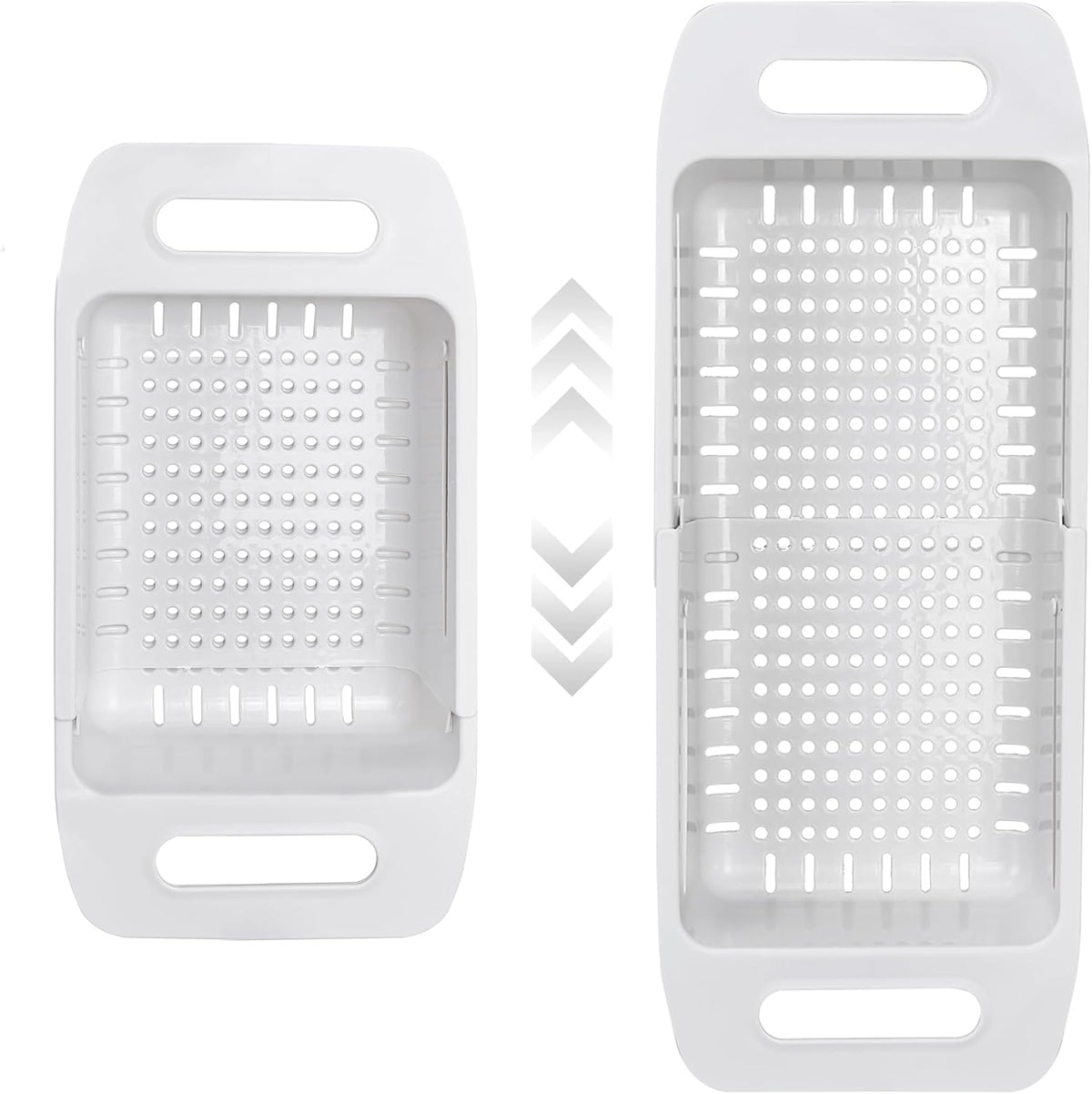 Expandable Over the Sink Colander Strainer Basket, Kitchen Strainers and Colanders for Washing Vegetables and Fruits, Draining Cooked Pasta, Drying Dishes, Gray