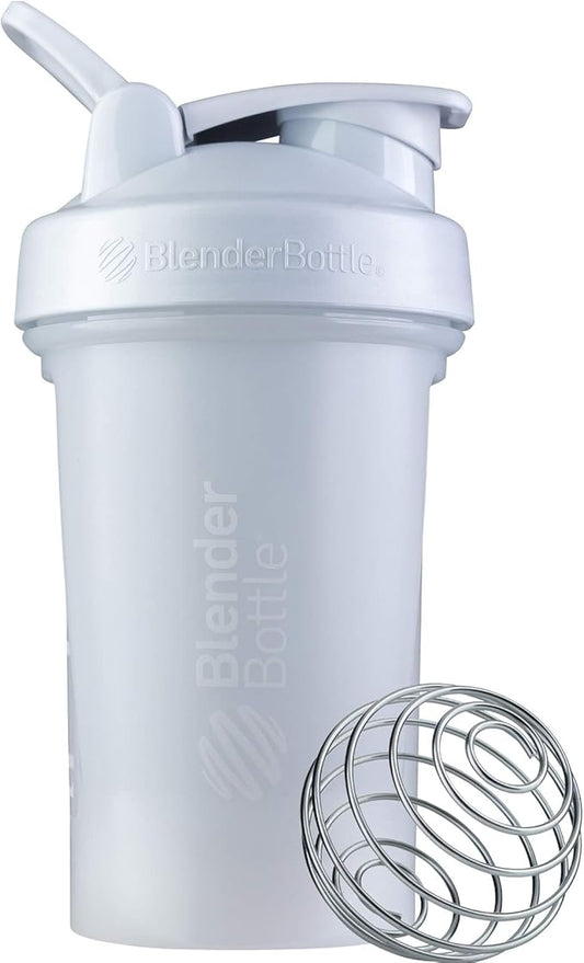 BlenderBottle Classic V2 Shaker Bottle Perfect for Protein Shakes and Pre Workout, 20-Ounce, White